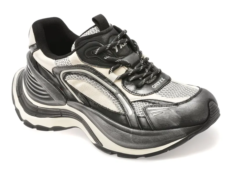 Pantofi sport negri, 66613, din material textil