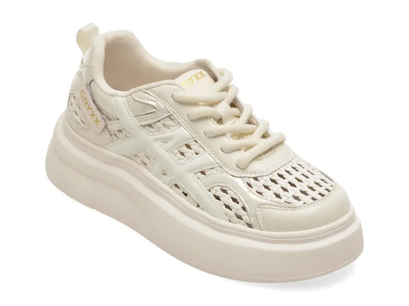Pantofi sport albi, 25260, din piele naturala