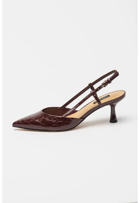 Pantofi cu bareta slingback si varf ascutit Rhonda - Rosu inchis