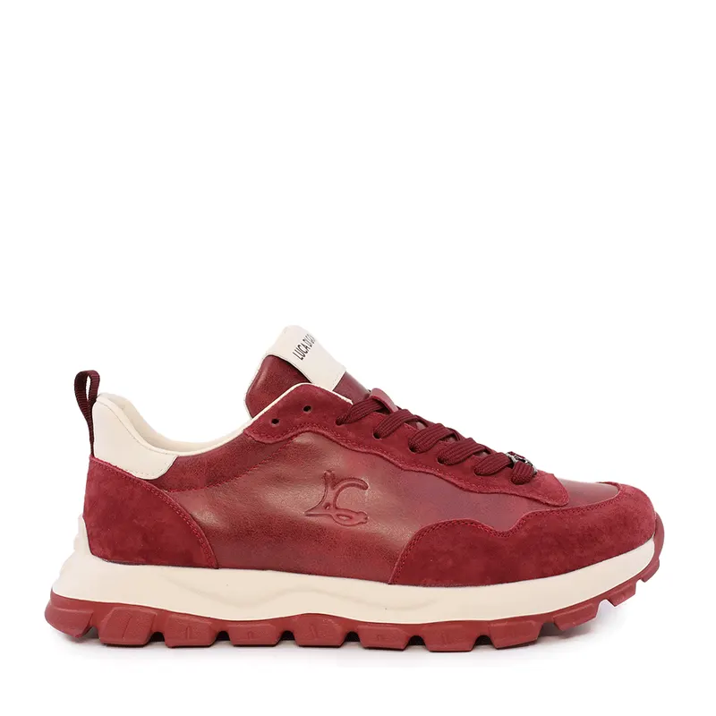 Sneakers ușori bărbați Luca di Gioia roșii din piele și velur 3911BP031R