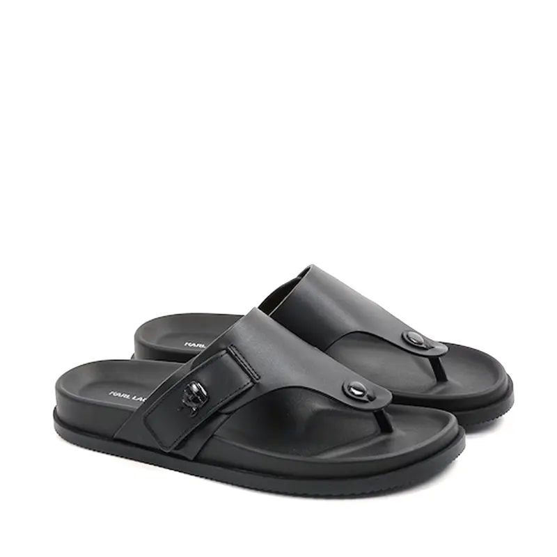 Saboți bărbați Karl Lagerfeld Kaden Toe Post negri din piele 2059BST72105N — imaginea 2