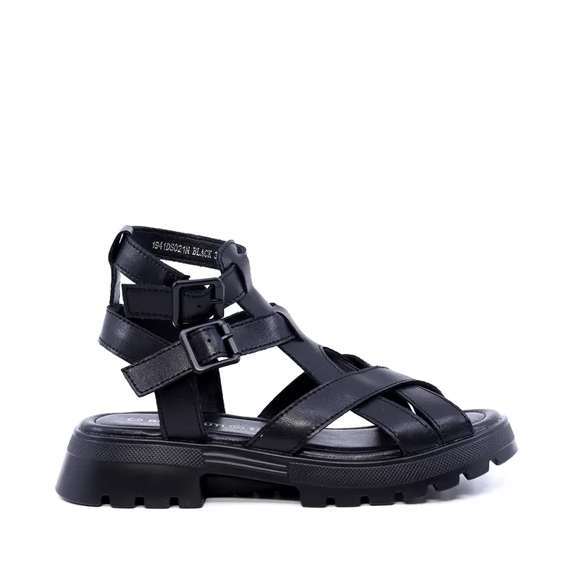Sandale femei negre din piele 1941DS021N