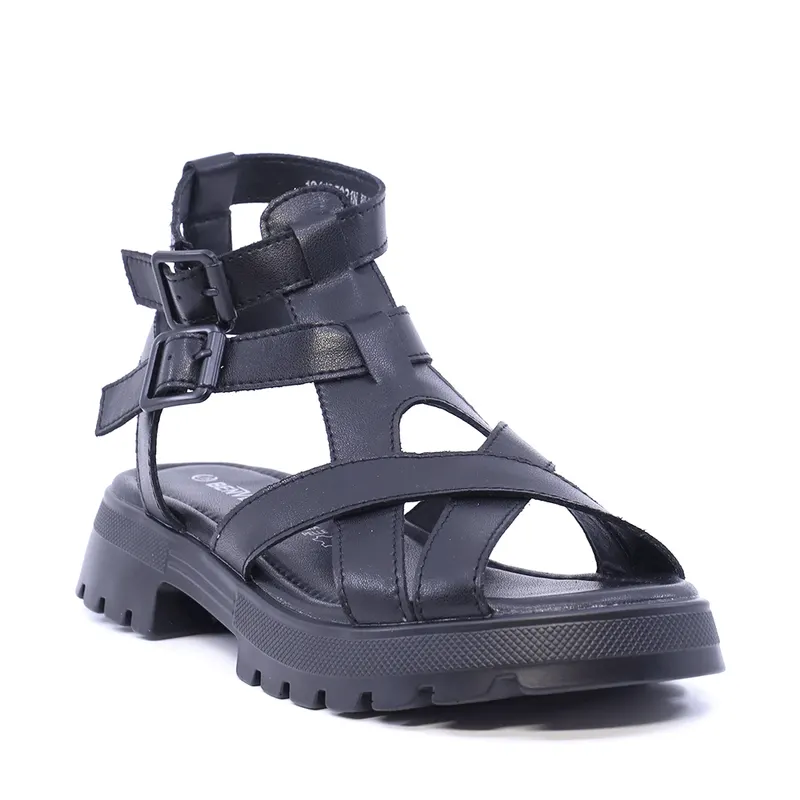 Sandale femei negre din piele 1941DS021N — imaginea 2