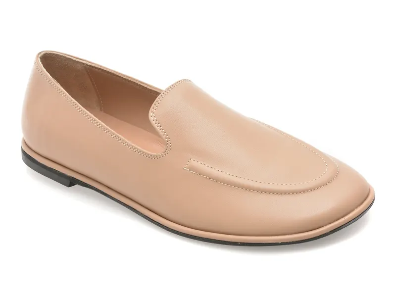 Mocasini GOLD DEER nude, 420891, din piele naturala