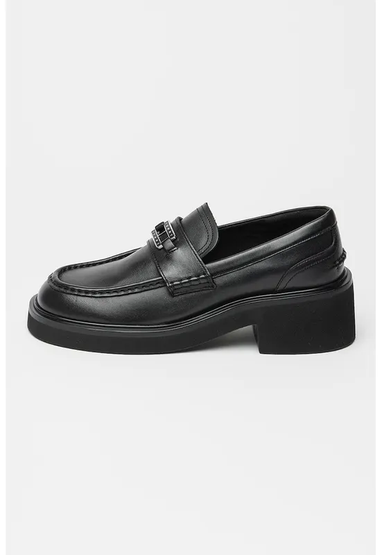 Tommy Hilfiger - Pantofi loafer din piele cu logo - Negru