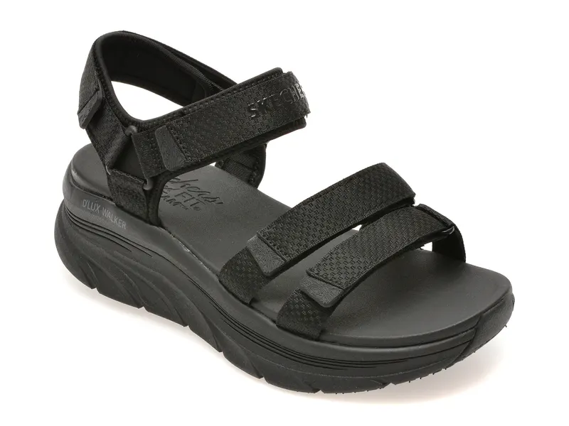 Sandale SKECHERS negre, D LUX WALKER, din material textil