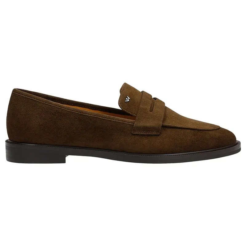 Mocasini maro din piele split