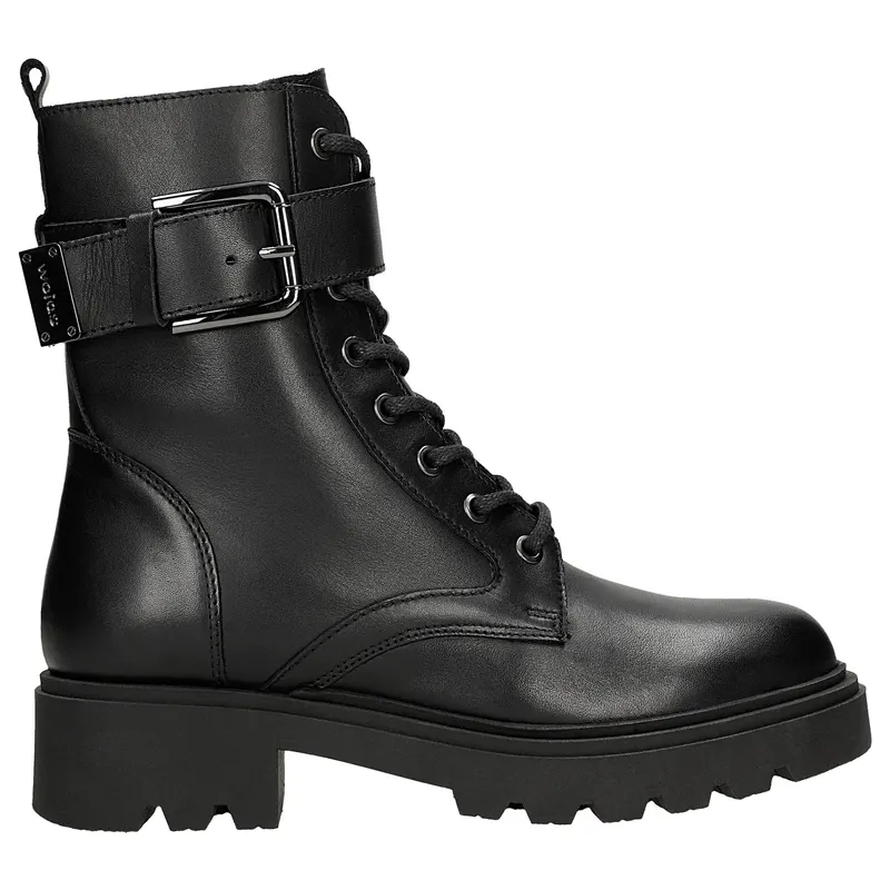 Botine negre damă din piele naturală netedă