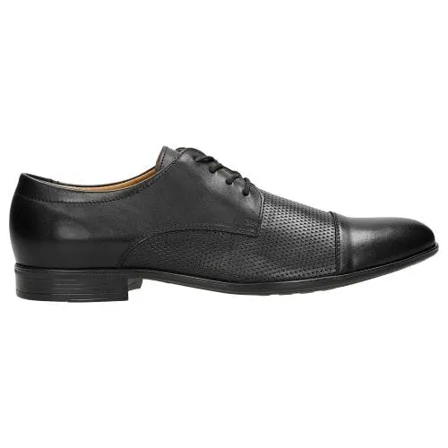 Pantofi negri eleganți din piele granulată