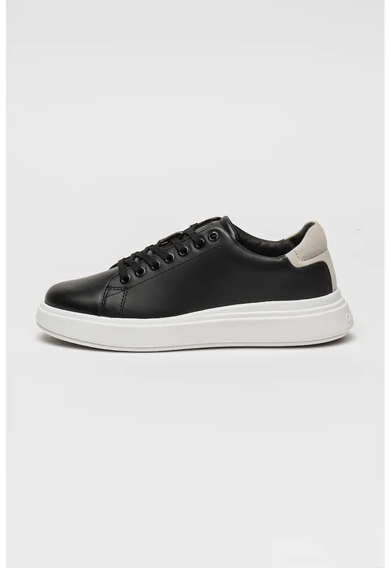 Pantofi sport din piele cu detaliu logo - Negru/Gri deschis