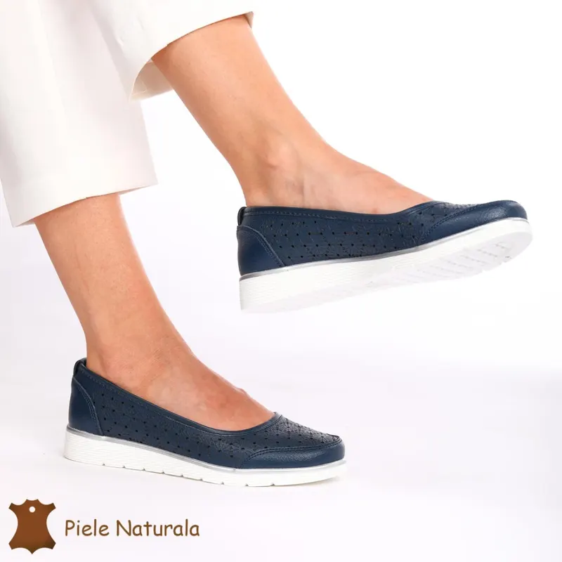 Balerini Dama Piele naturală CRL0026 NAVY
