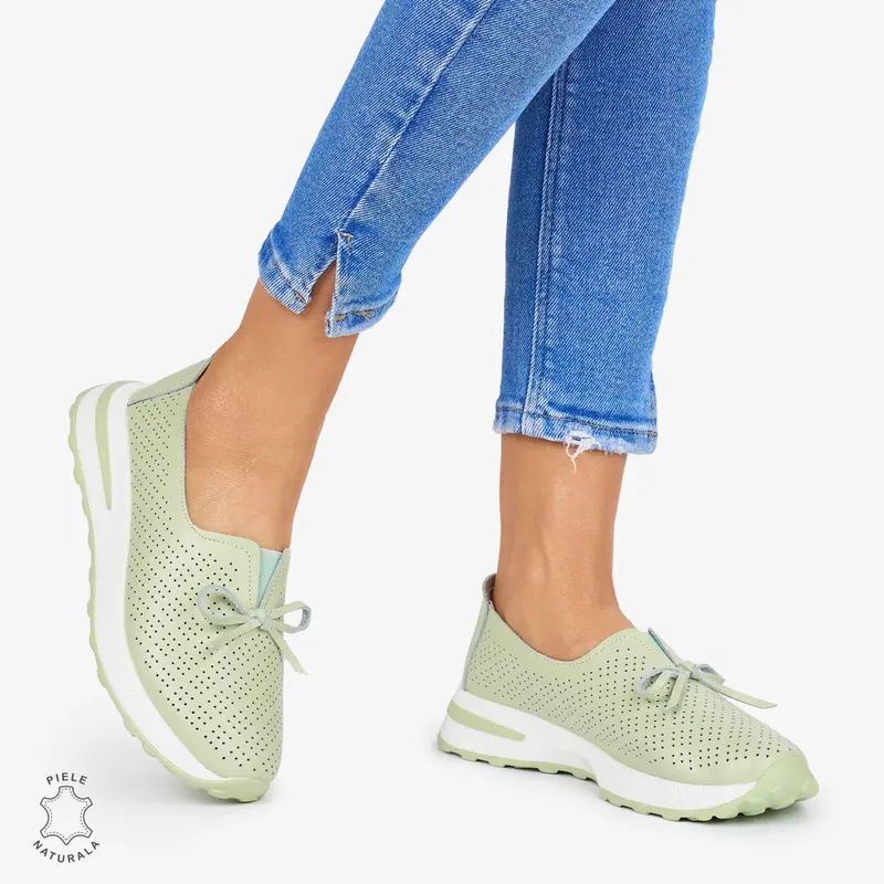 BALERINI dama din Piele Naturala CRL1060 CULOARE: VERDE