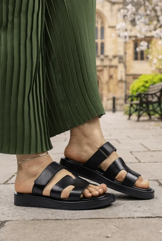 Papuci Dama din Piele Naturala Negri - Maya BLACK