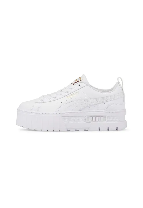 Pantofi sport Mayze de piele cu insertii sintetice - Alb optic