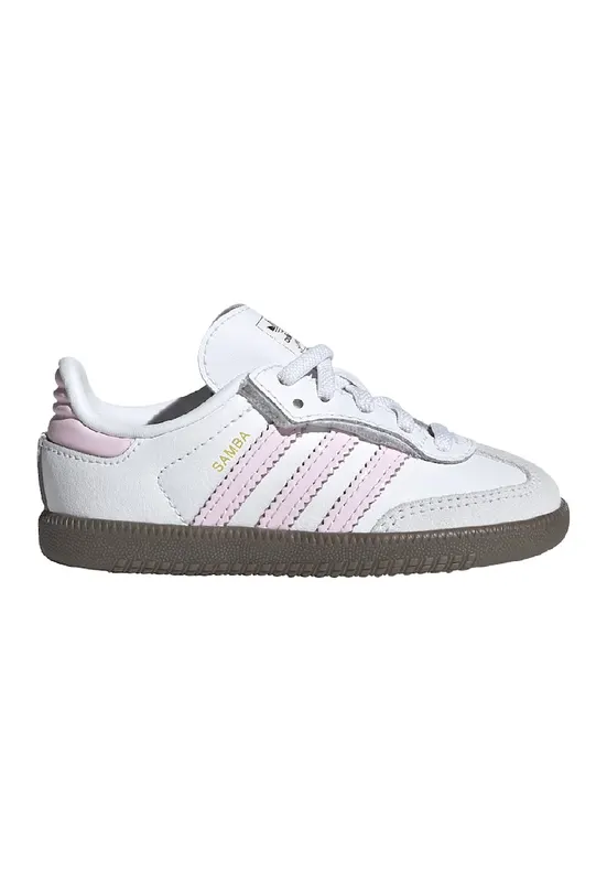 Pantofi sport din piele si piele intoarsa Samba OG - Alb/Gri deschis/Roz pal