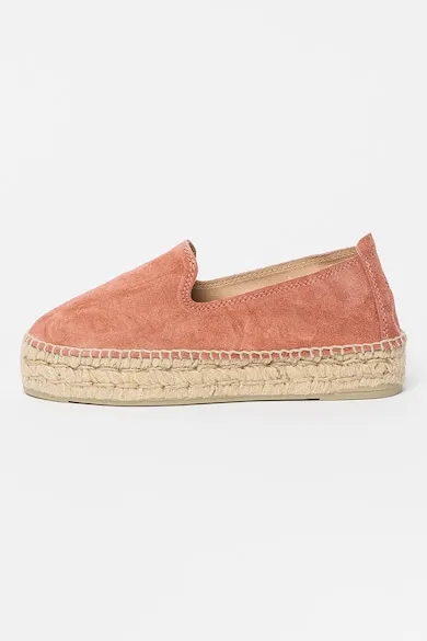 Espadrile flatform de piele intoarsa - Rosu stins