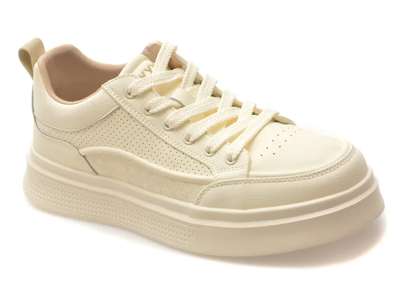 Pantofi sport albi, 9253, din piele naturala