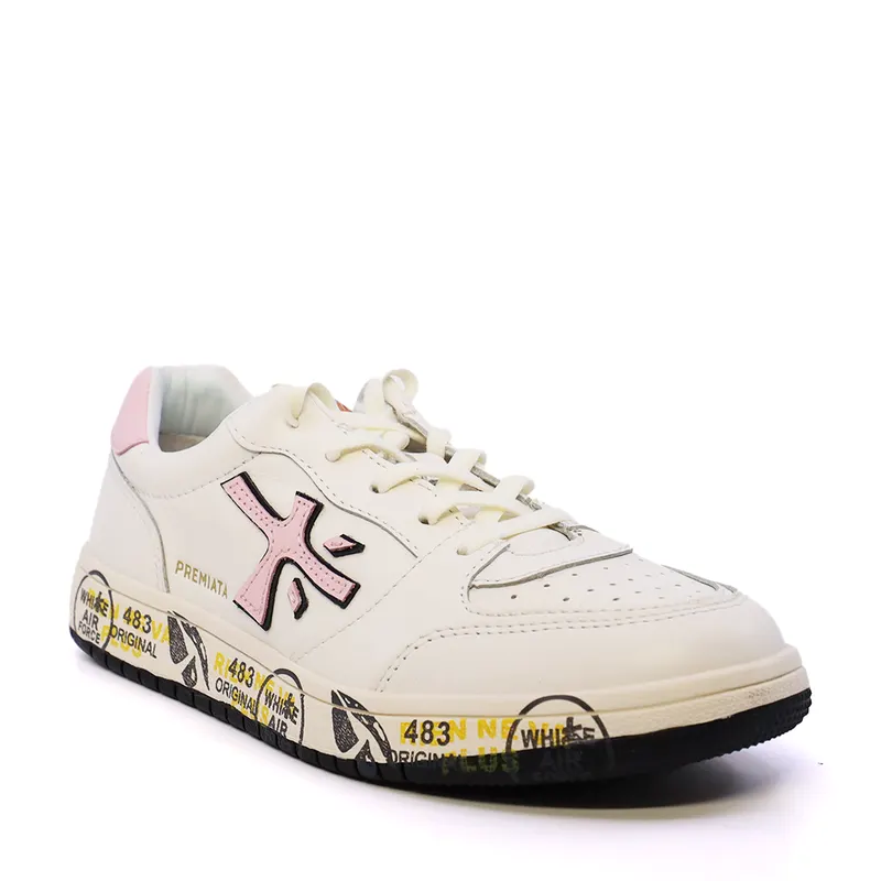 Sneakers fete Premiata Marc albi din piele 1711FP9466A — imaginea 2