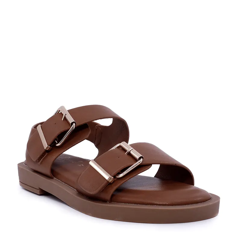 Sandale cu catarame metalice femei Solo Donna cognac 2741DS9843CO — imaginea 2