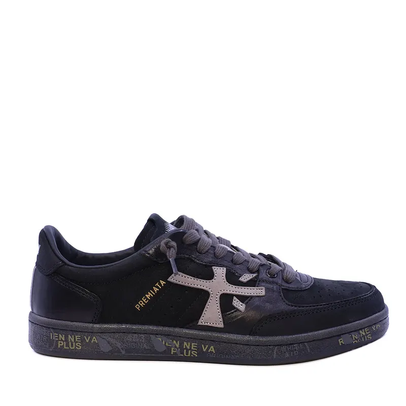 Sneakers bărbați Premiata BSKT Clay negri din piele 1692BP8439N