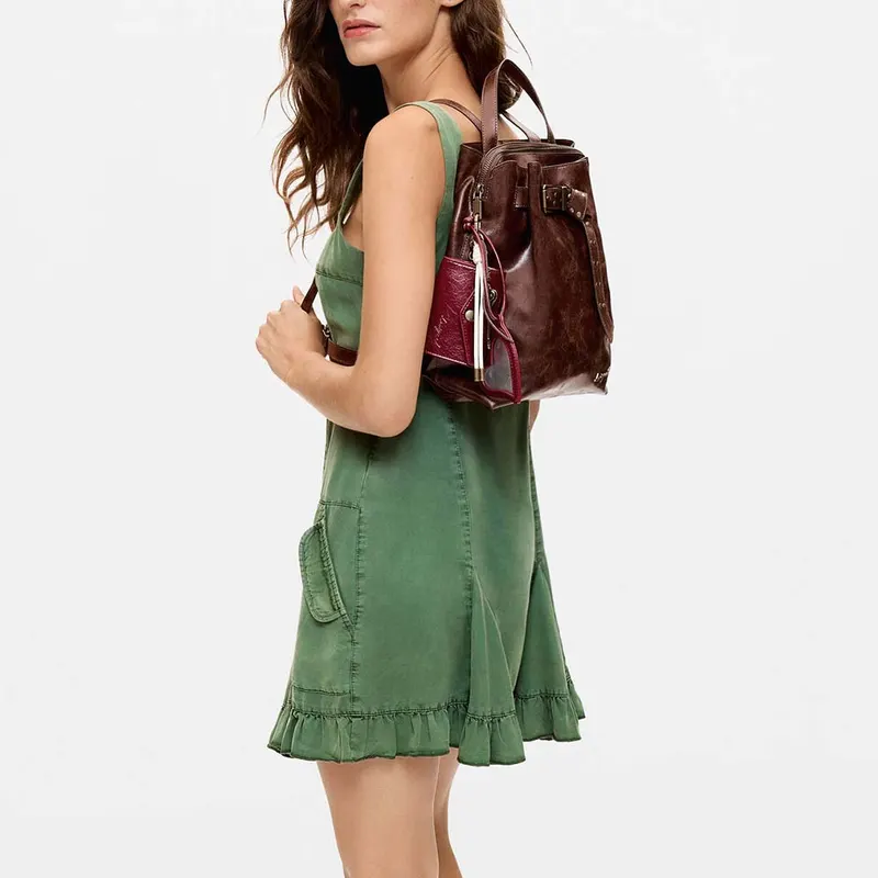 Rucsac femei DESIGUAL maro cu logo 2182RUCSSAKP12M — imaginea 2