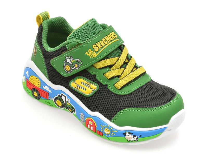 Pantofi sport SKECHERS verzi, PLAY SCENE, din material textil
