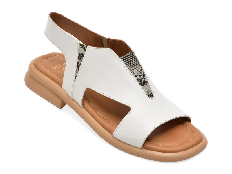Sandale GOLD DEER albe, 22025, din piele naturala