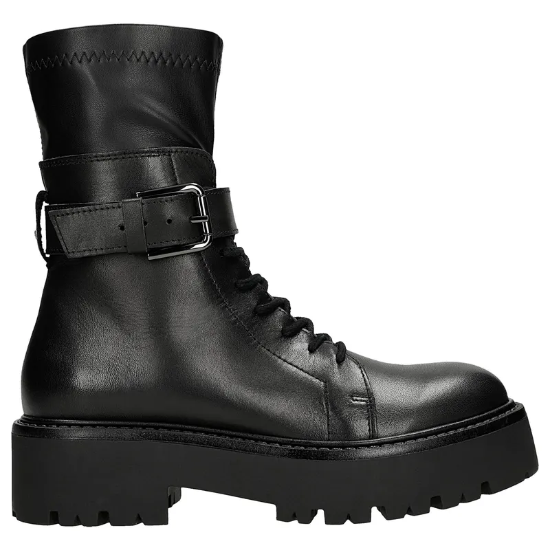 Botine negre damă cu carâmb elastic