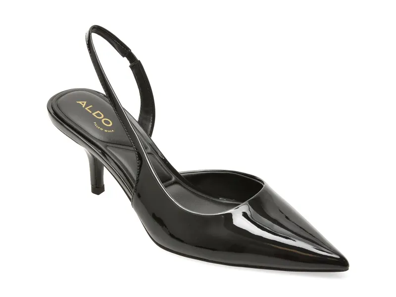 Pantofi eleganti negri, STESSY LOWSLING 001, din piele ecologica lacuita