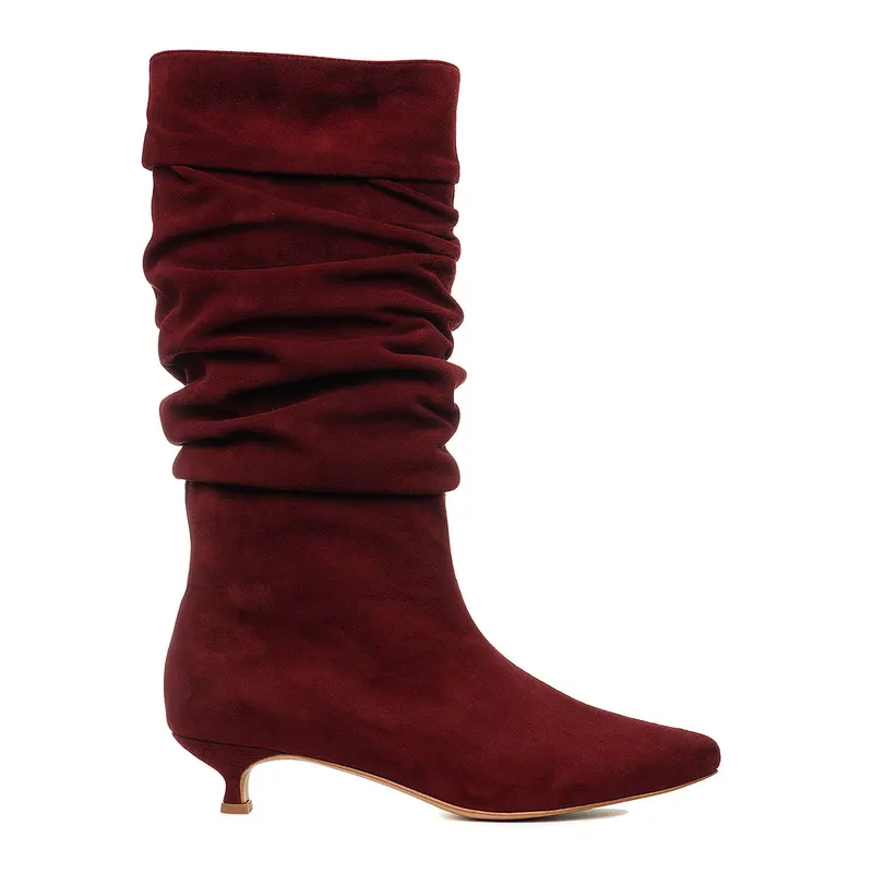 Cizme Crete Piele Intoarsa Eva 30, Burgundy