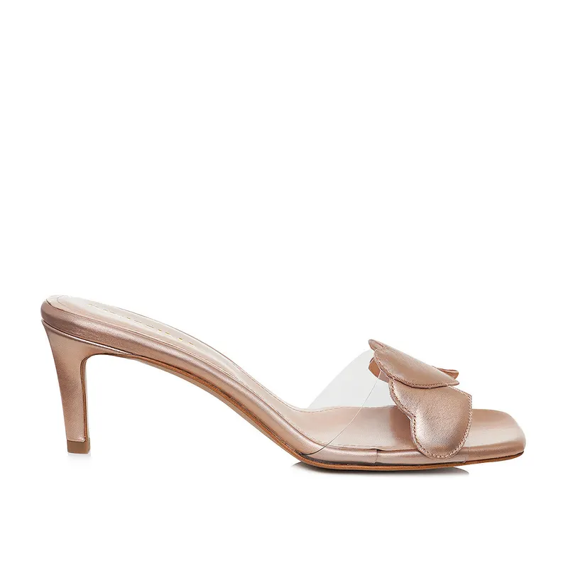 Saboti Love Me Piele Naturala, Auriu-Rose - 37 / 6.5 cm - Subtire