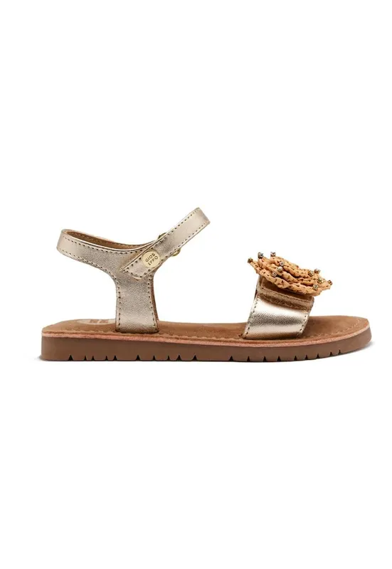 Sandale din piele cu aplicatie cu model floral Buchanan - Auriu