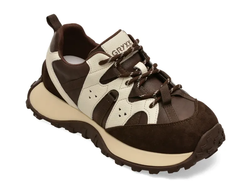 Pantofi sport maro, 2972, din piele ecologica