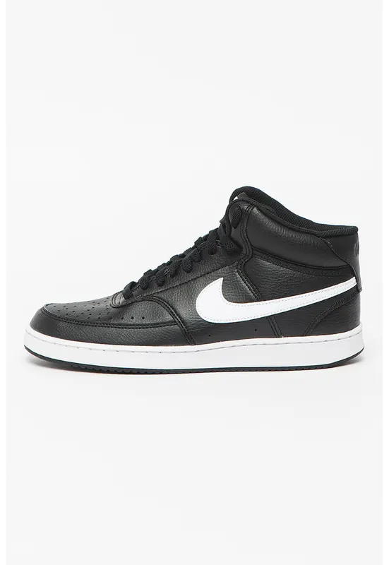 Pantofi sport mid-high de piele ecologica Court Vision - Negru