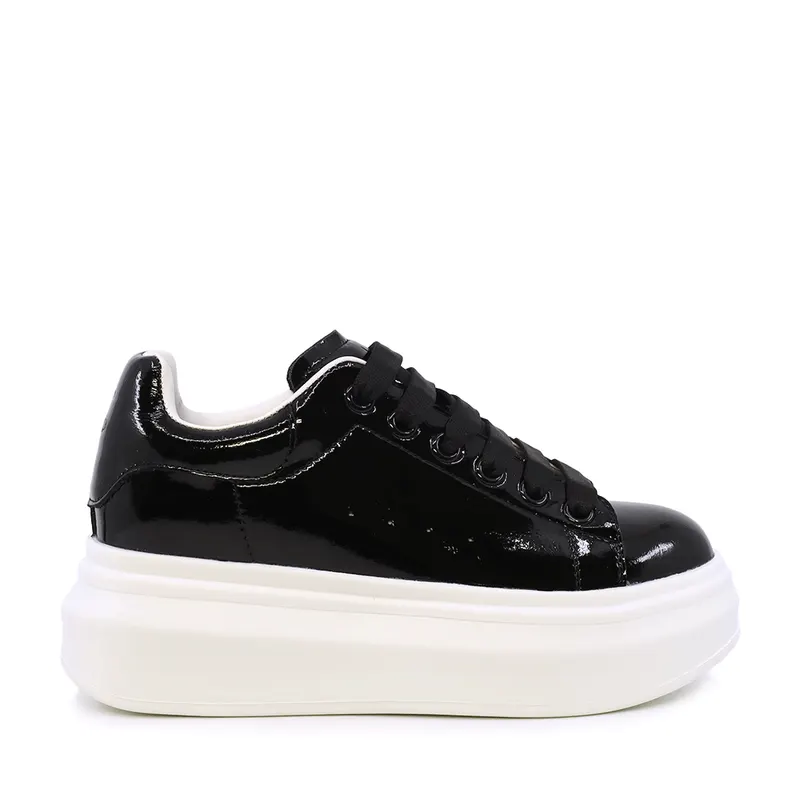 Sneakers ușori femei Luca di Gioia negri din piele lăcuită 3841DP216LN