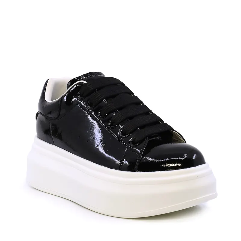 Sneakers ușori femei Luca di Gioia negri din piele lăcuită 3841DP216LN — imaginea 2