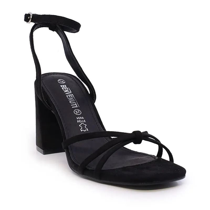 Sandale cu toc pătrat femei negre 1201DS26051VN — imaginea 2
