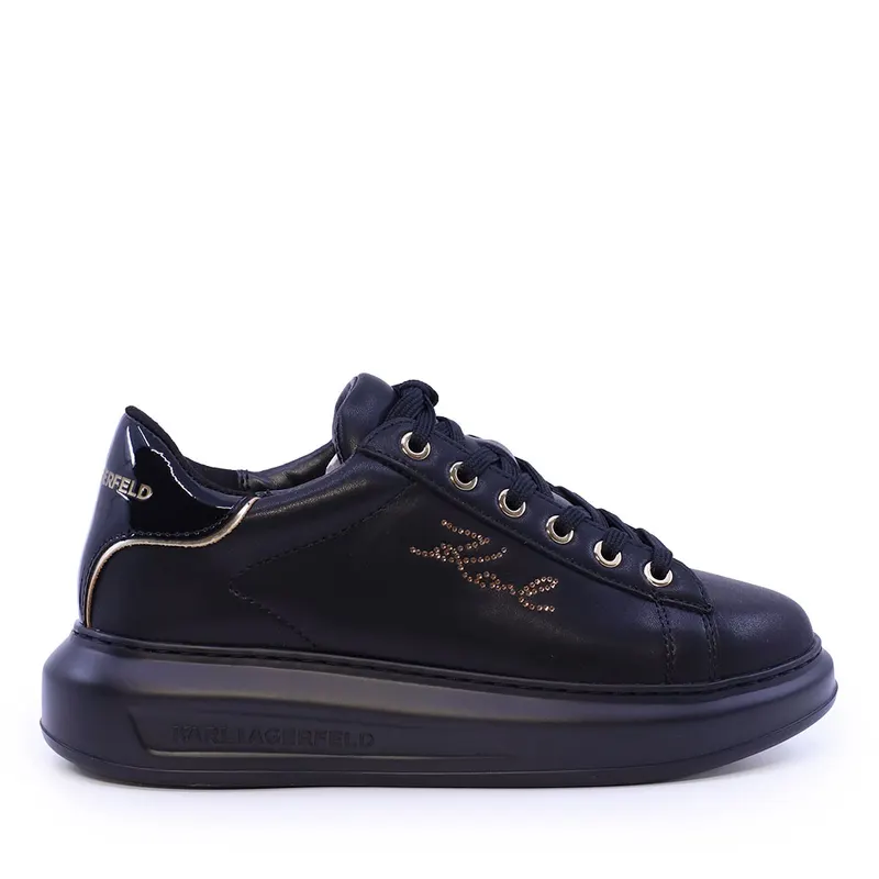 Sneakers femei Karl Lagerfeld Kapri Rhinestone negri din piele 2052DP62518N