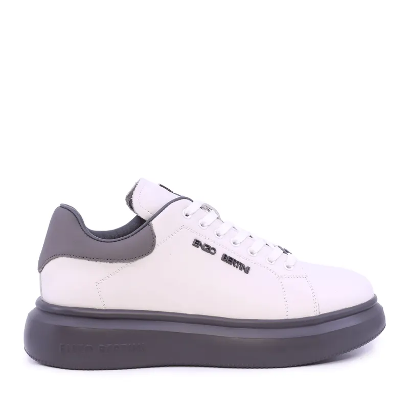 Sneakers ușori bărbați Enzo Bertini alb cu gri din piele 3662BP554A
