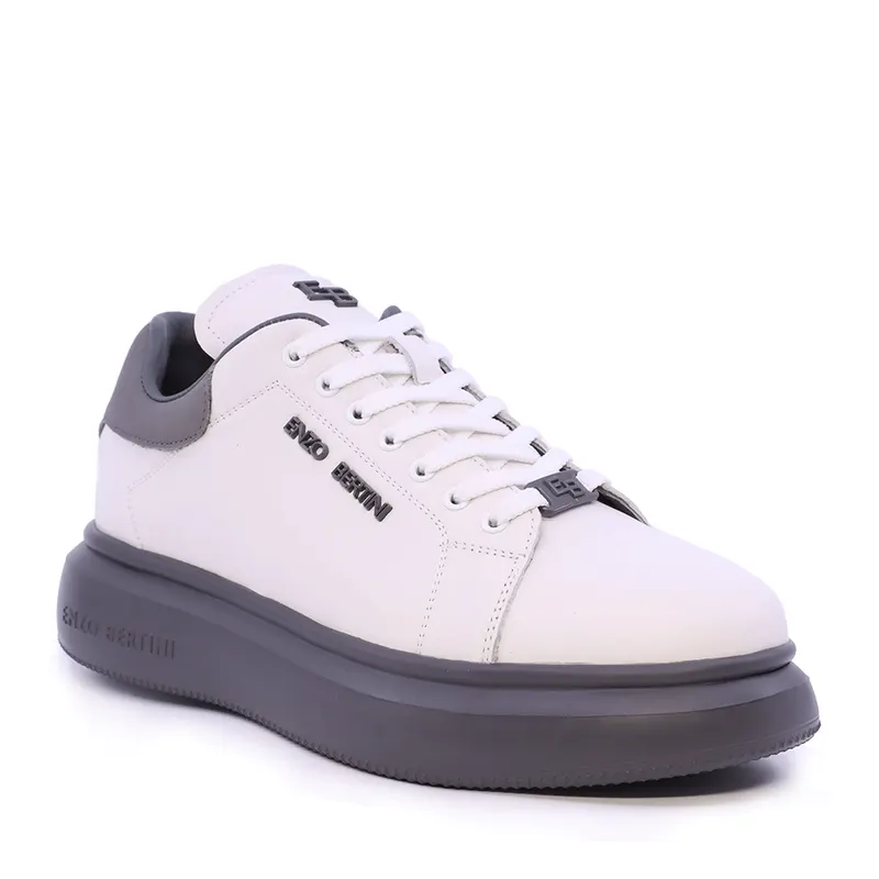 Sneakers ușori bărbați Enzo Bertini alb cu gri din piele 3662BP554A — imaginea 2