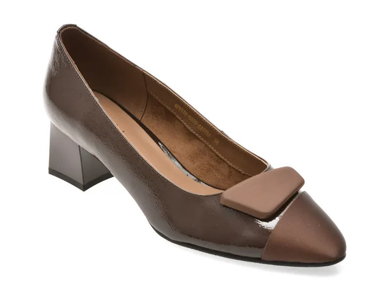 Pantofi eleganti EPICA maro, 4F5678, din piele naturala lacuita