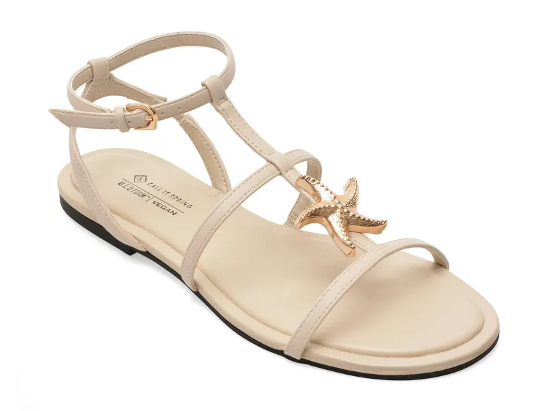 Sandale CALL IT SPRING albe, PRAYA 102, din piele ecologica