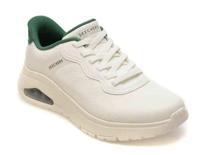Pantofi sport SKECHERS albi, UNO FLEX, din material textil