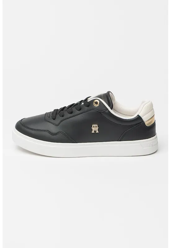 Pantofi sport de piele cu logo - Auriu/Negru/Alb optic