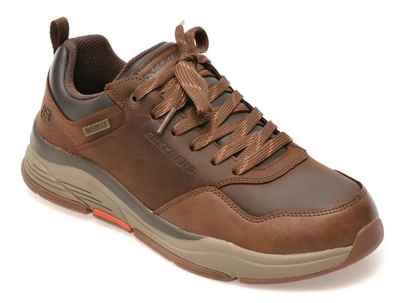 Pantofi sport SKECHERS maro, BENAGO, din piele naturala