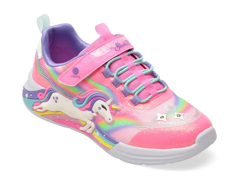 Pantofi sport SKECHERS roz, UNICORN CHASER, din material textil