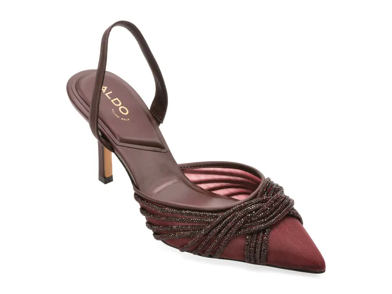 Pantofi eleganti visinii, ELEGAMESH 601, din material textil