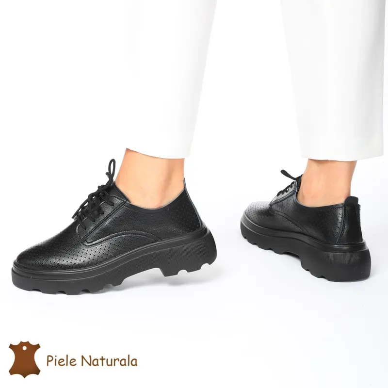 Pantofi Casual Dama Piele naturală CRL0207 NEGRU