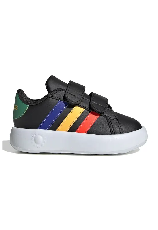 Pantofi sport din piele ecologica cu velcro Grand Court 2.0 - Negru