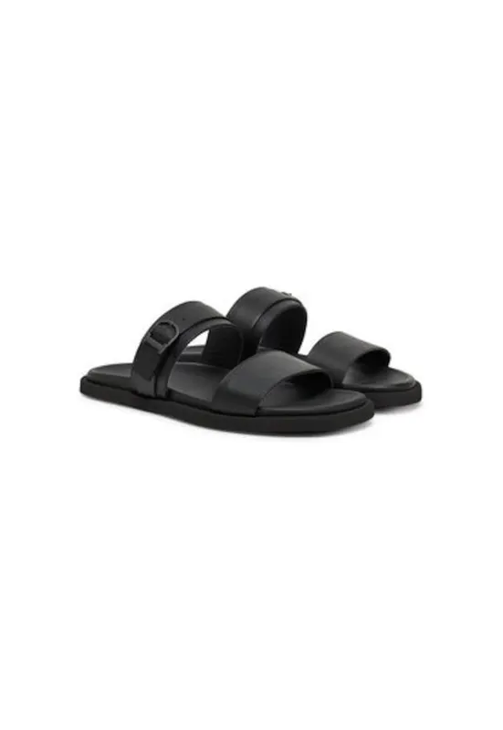 Slapi barbati IU176101 IU1761 - Piele naturala - Negru - Negru